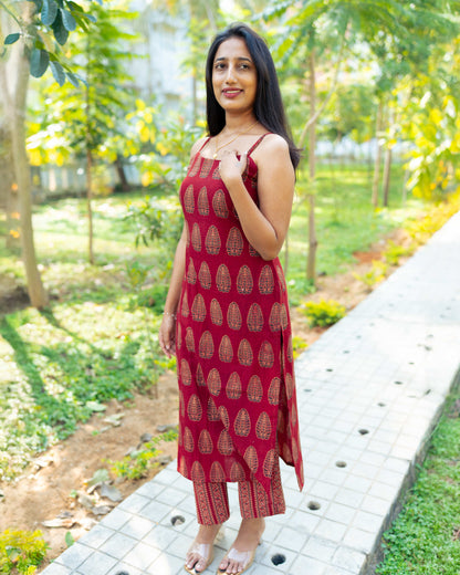 Kurta Maroon Gold