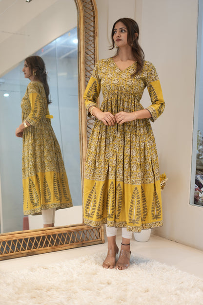 Anarkali Mustard Block