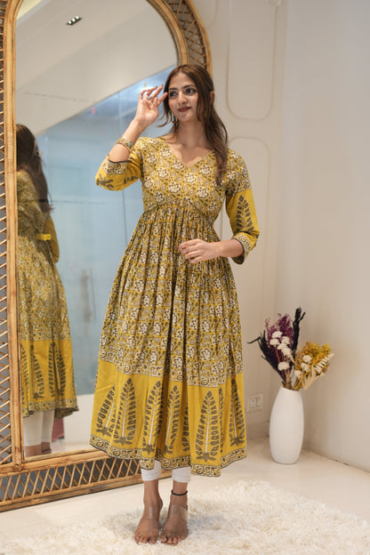 Anarkali Mustard Block