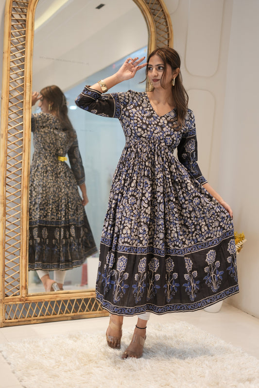 Anarkali Black Floral