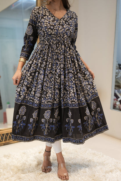 Anarkali Black Floral