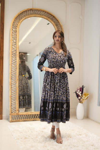 Anarkali Black Floral