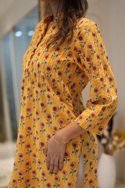 Yellow Floral Straight Kurta