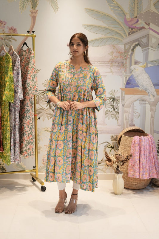 Pastel Floral Anarkali Kurta