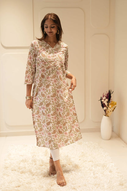 Printed A-line Kurta with Empire Waist