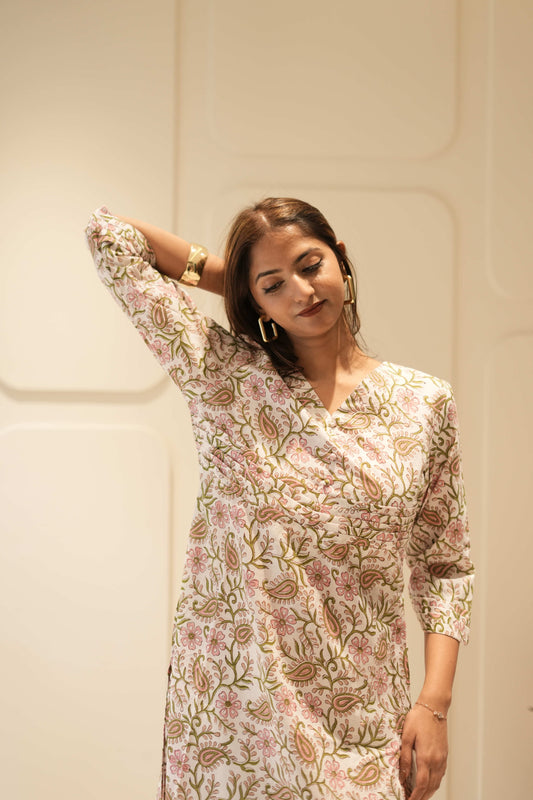 Printed A-line Kurta with Empire Waist