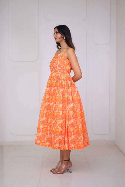 Midi Orange Floral